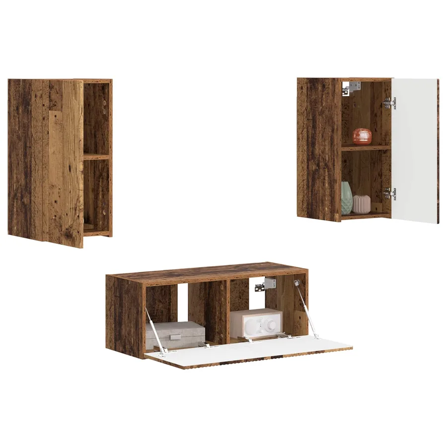 Ensemble meuble TV 2 pcs Bois ancien Bois d'ingénierie - 3