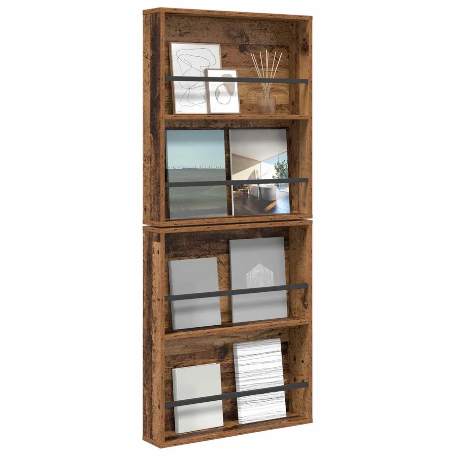 Étagère à magazines 2 pcs Bois ancien 60 x 12 x 70 cm - 3
