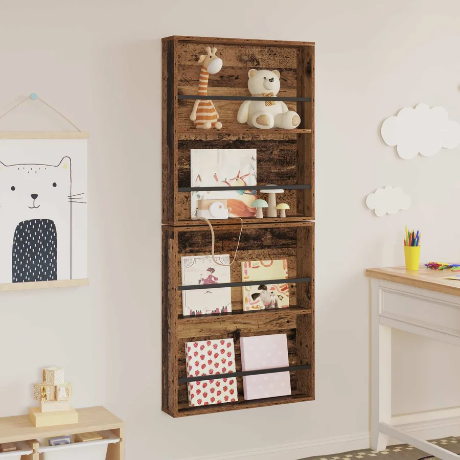 Étagère à magazines 2 pcs Bois ancien 60 x 12 x 70 cm - 4