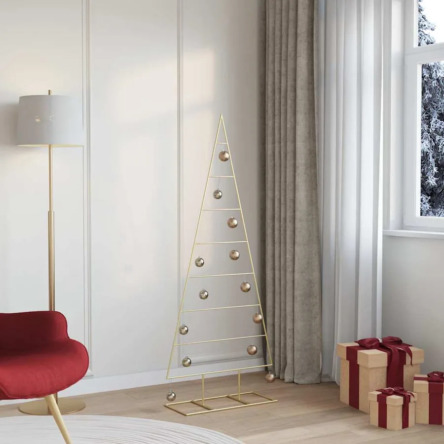 Arbre de Noël en métal Doré 150 cm Acier peint par poudre