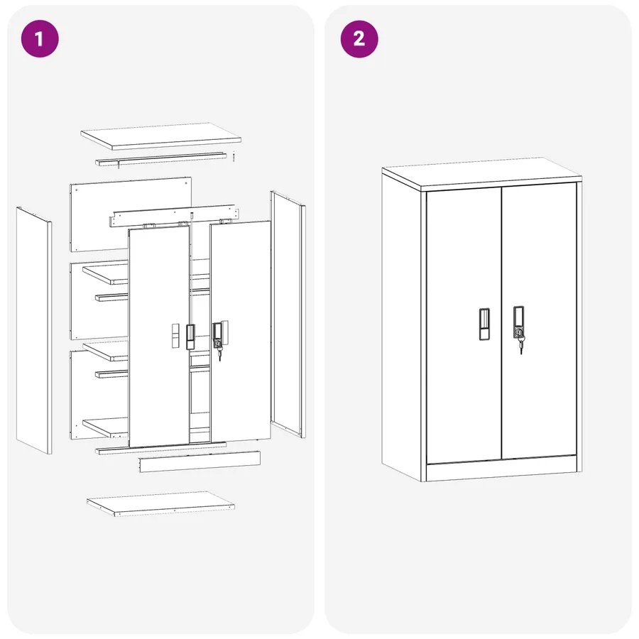Armoire de rangement Blanc 60 x 40 x 105 cm Acier - 11