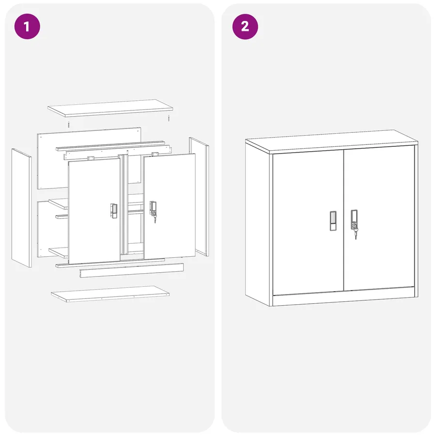 Armoire de rangement Blanc 90 x 40 x 90 cm Acier - 11
