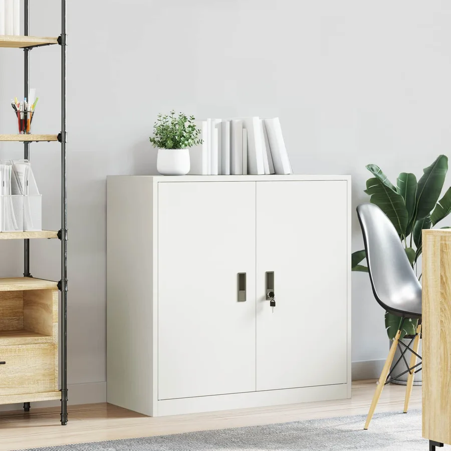 Armoire de rangement Blanc 90 x 40 x 90 cm Acier - 4