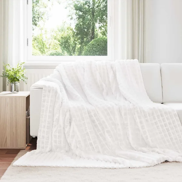 Couvertures à jeter 6 pcs Blanc 240 x 220 cm Toison