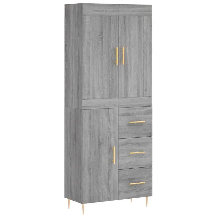 Buffet haut Sonoma gris 69,5x34x180 cm Bois d'ingénierie - 2