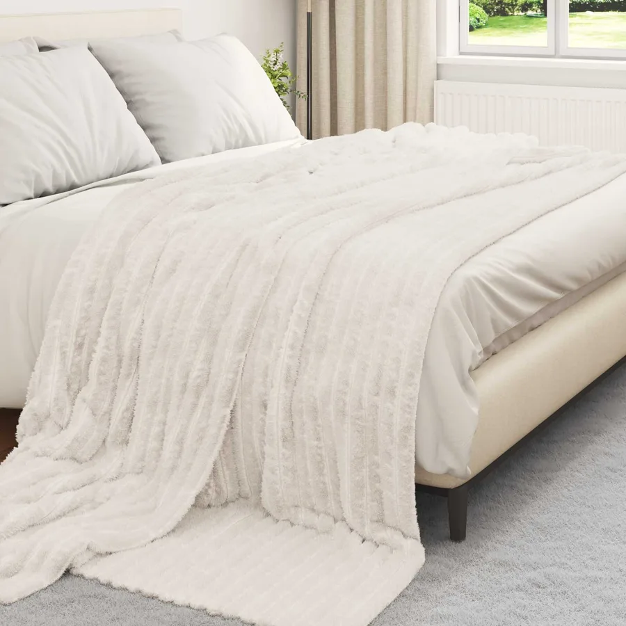 Jeté Crème 240 x 220 cm Toison - 3