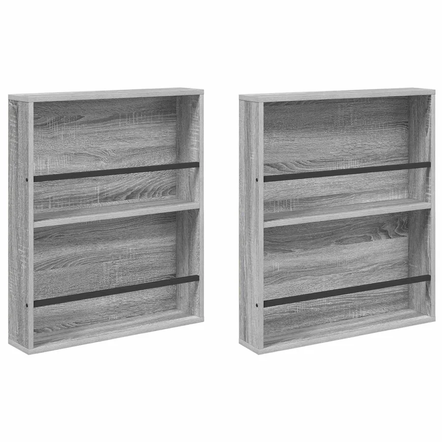 Étagère à magazines 2 pcs Gris Sonoma 60 x 12 x 70 cm - 2