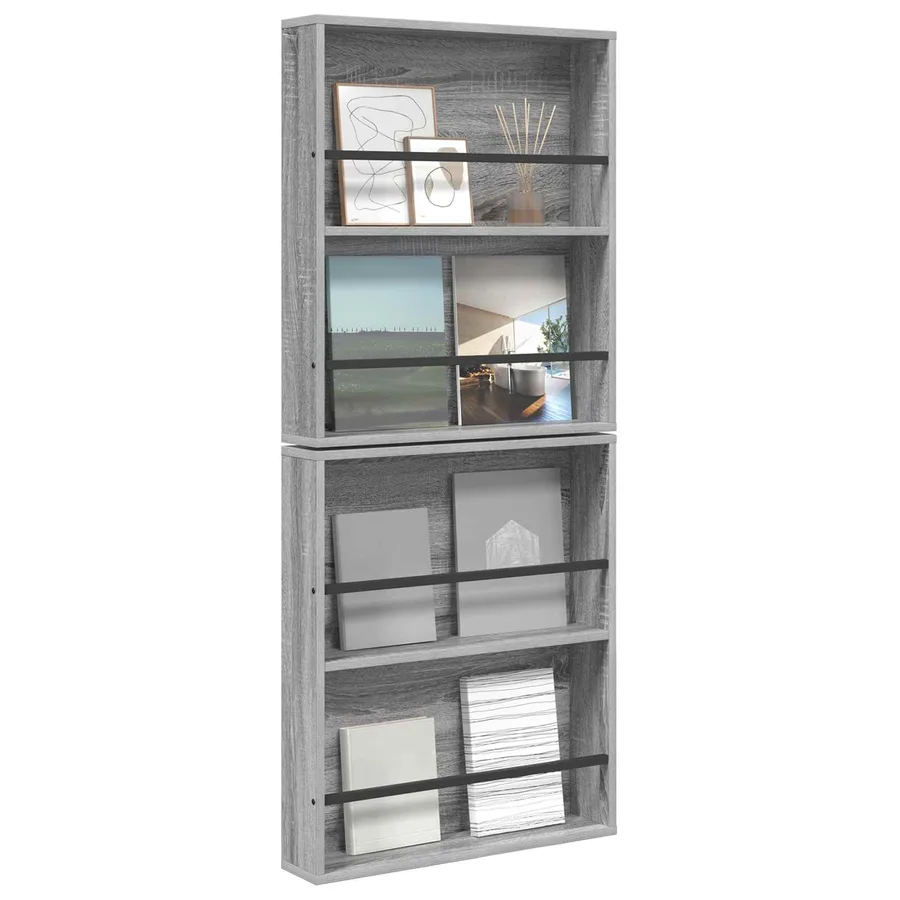 Étagère à magazines 2 pcs Gris Sonoma 60 x 12 x 70 cm - 3