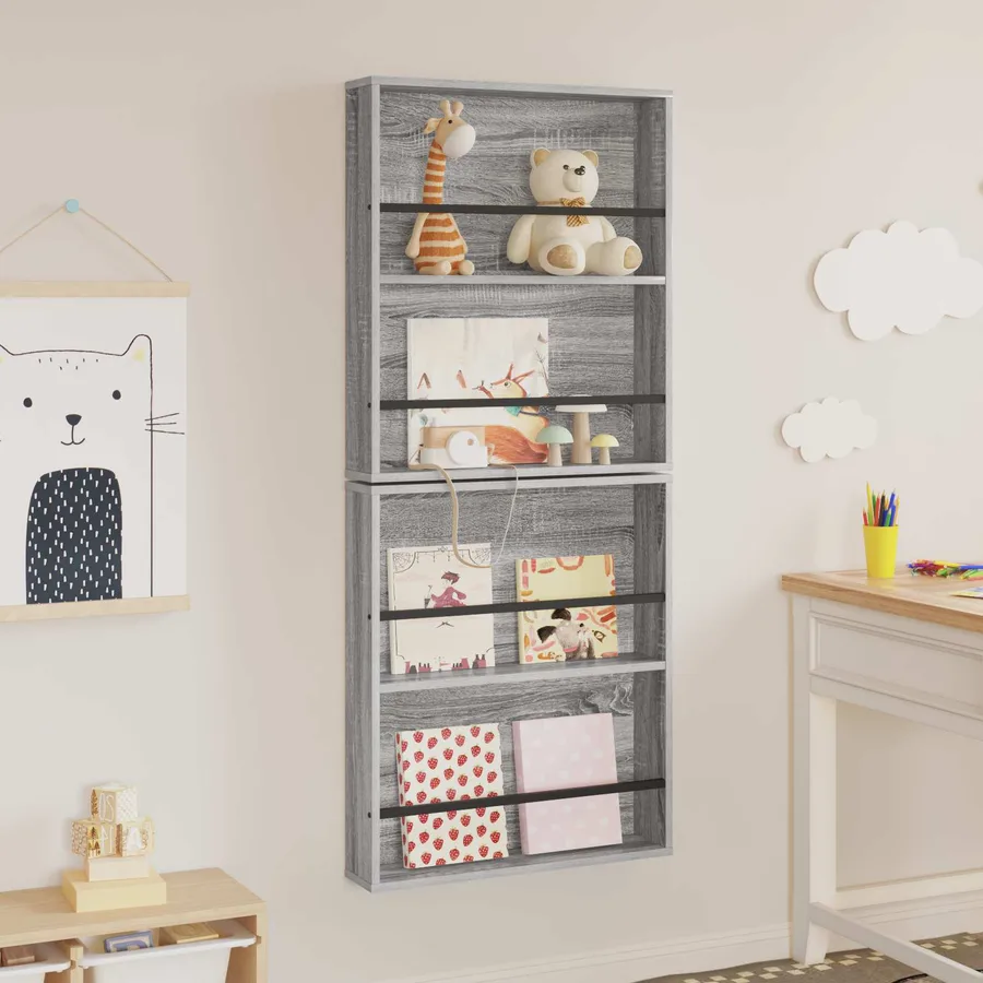 Étagère à magazines 2 pcs Gris Sonoma 60 x 12 x 70 cm - 4