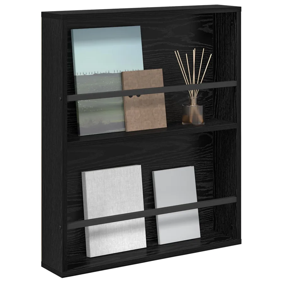 Étagère à magazines avec étagère Chêne noir 60 x 12 x 70 cm - 3