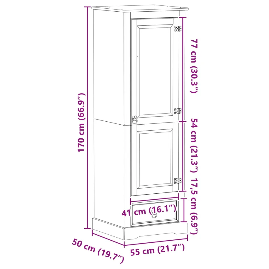 Armoires avec tiroir Blanc 55 x 50 x 170 cm Pin massif - 9