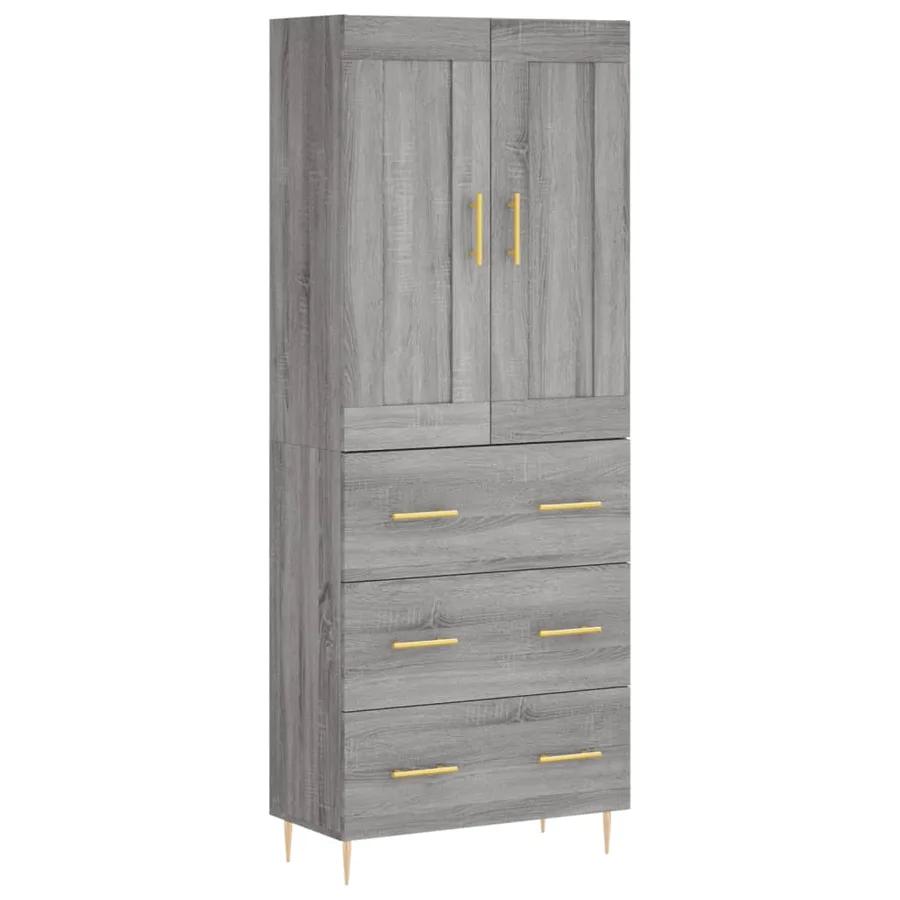 Buffet haut Sonoma gris 69,5x34x180 cm Bois d'ingénierie - 2