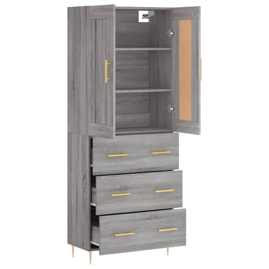 Buffet haut Sonoma gris 69,5x34x180 cm Bois d'ingénierie - 4