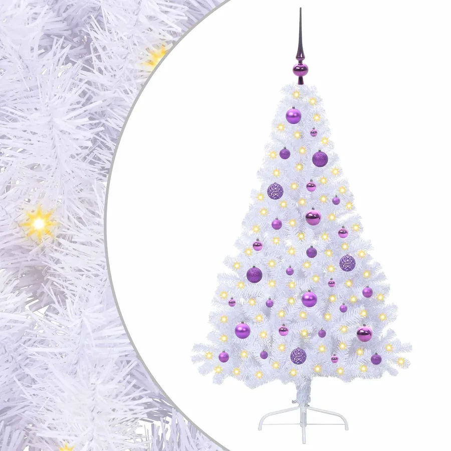 Sapin de Noël artificiel avec 150 LED Blanc 150 cm PVC et Acier - 2