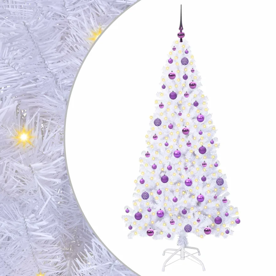 Sapin de Noël artificiel avec 300 LED Blanc 180 cm PVC et Acier - 2
