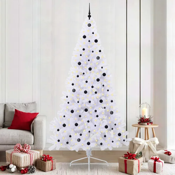 Sapin de Noël artificiel avec 300 LED Blanc 240 cm PVC et Acier