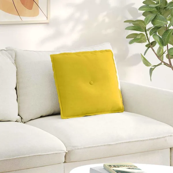 Coussin de Dos Jaune 50 x 45 cm Tissu en velours côtelé