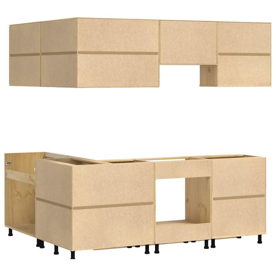 Armoire avec étagère avec porte SKI 8 pcs Brun Miel Pin massif - 8