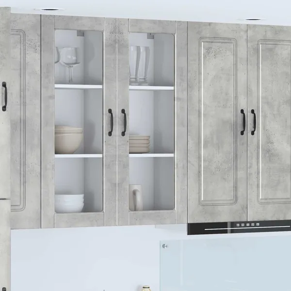 Cabinet en verre mural PORTO Gris béton 40 x 31 x 100 cm