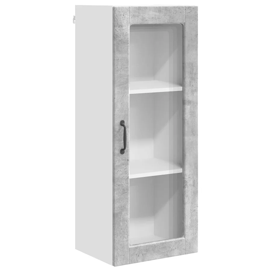 Cabinet en verre mural PORTO Gris béton 40 x 31 x 100 cm - 2