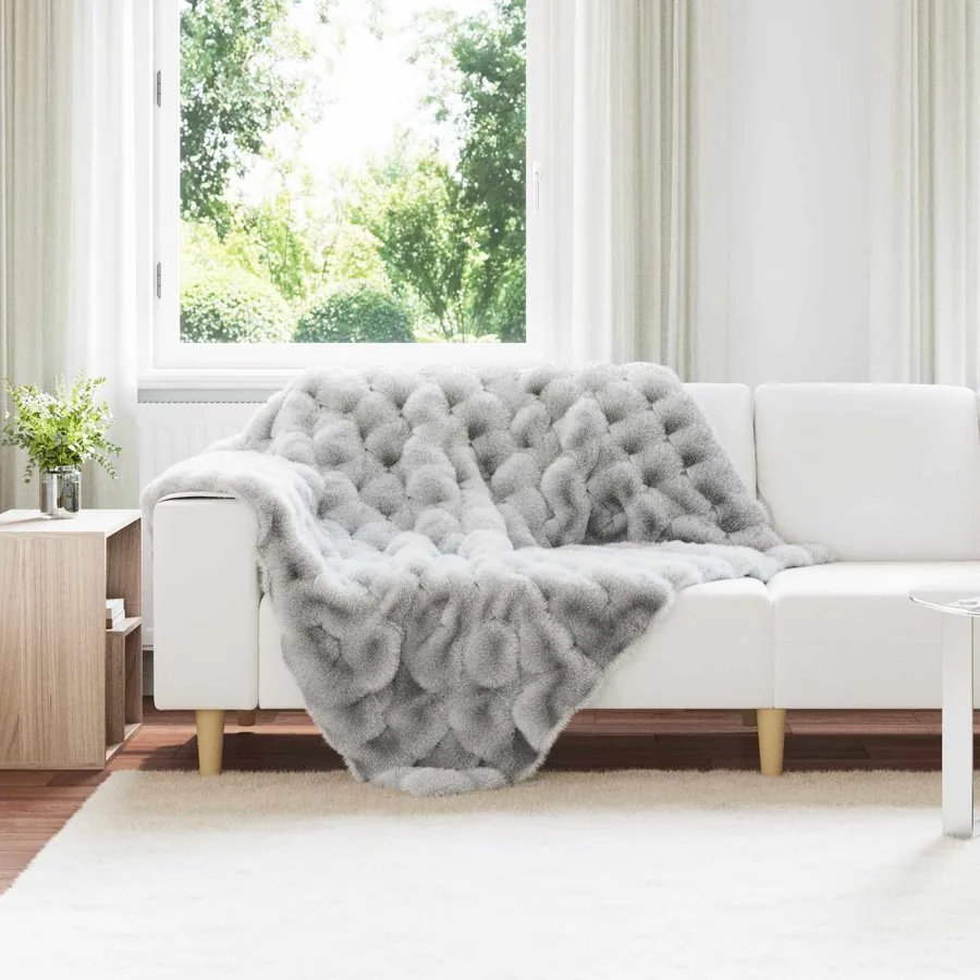 Couverture antidérapante en fausse de lapin Olite 4 pcs Gris