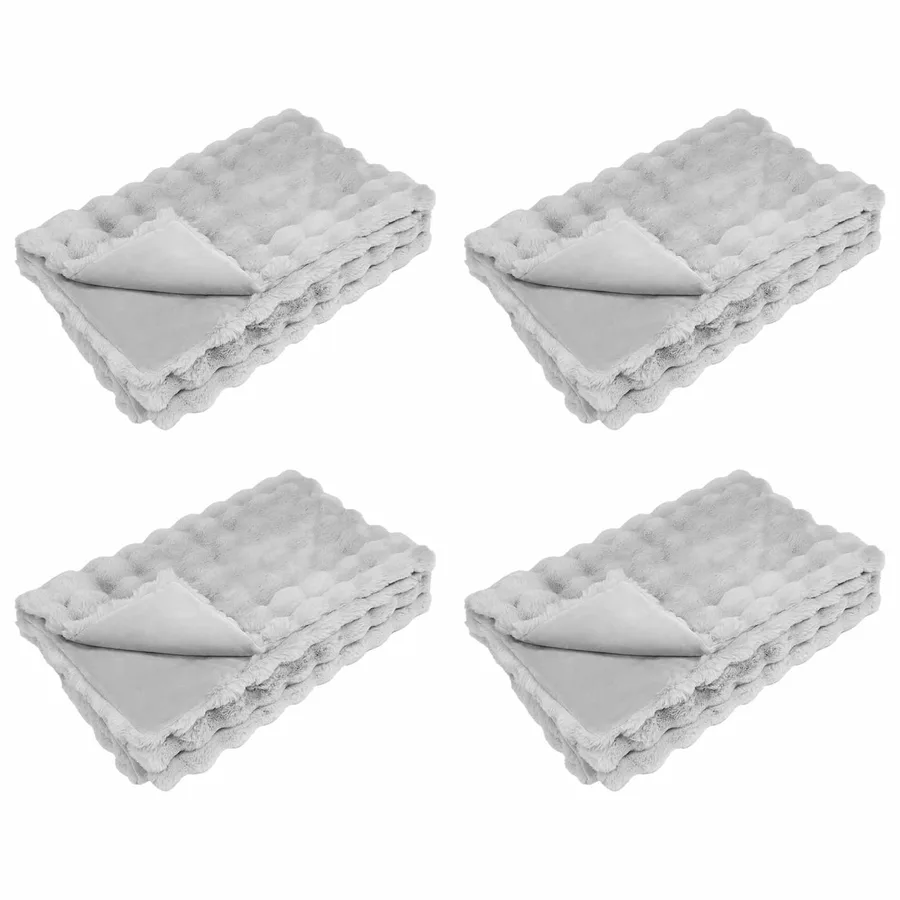 Couverture antidérapante en fausse de lapin Olite 4 pcs Gris - 2