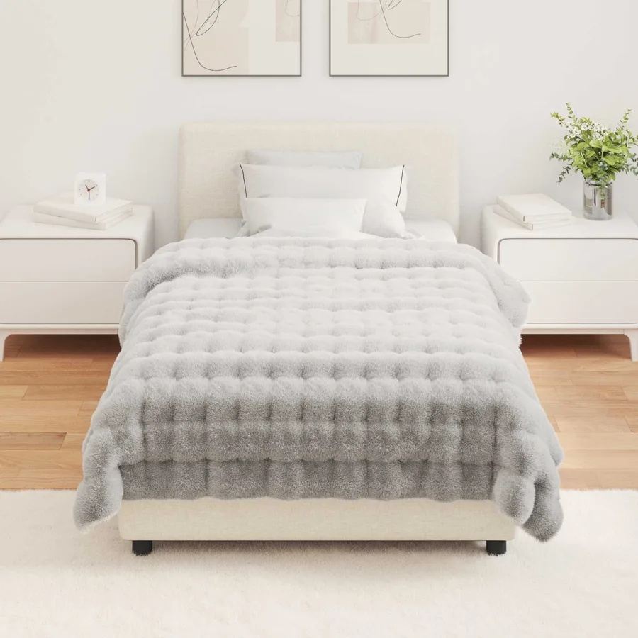 Couverture antidérapante en fausse de lapin Olite 4 pcs Gris - 4