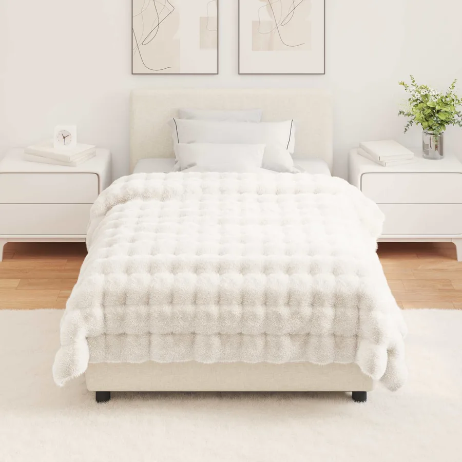 Couverture antidérapante en fausse de lapin Olite 4 pcs Blanc - 4
