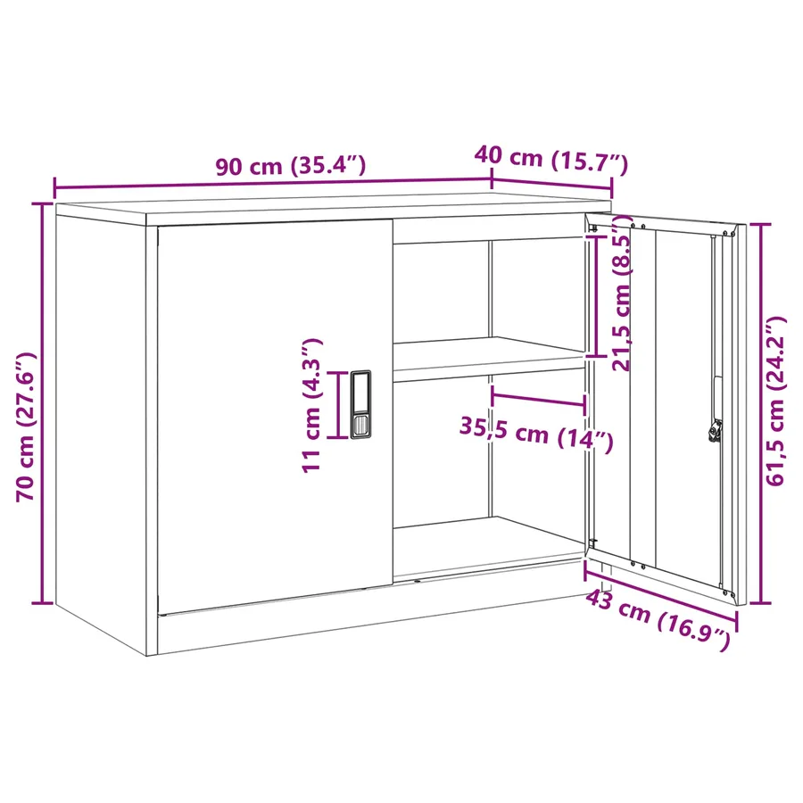 Armoire de rangement Blanc 90 x 40 x 70 cm Acier - 13