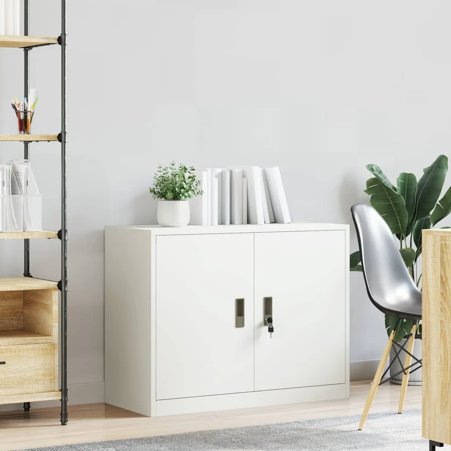 Armoire de rangement Blanc 90 x 40 x 70 cm Acier - 4