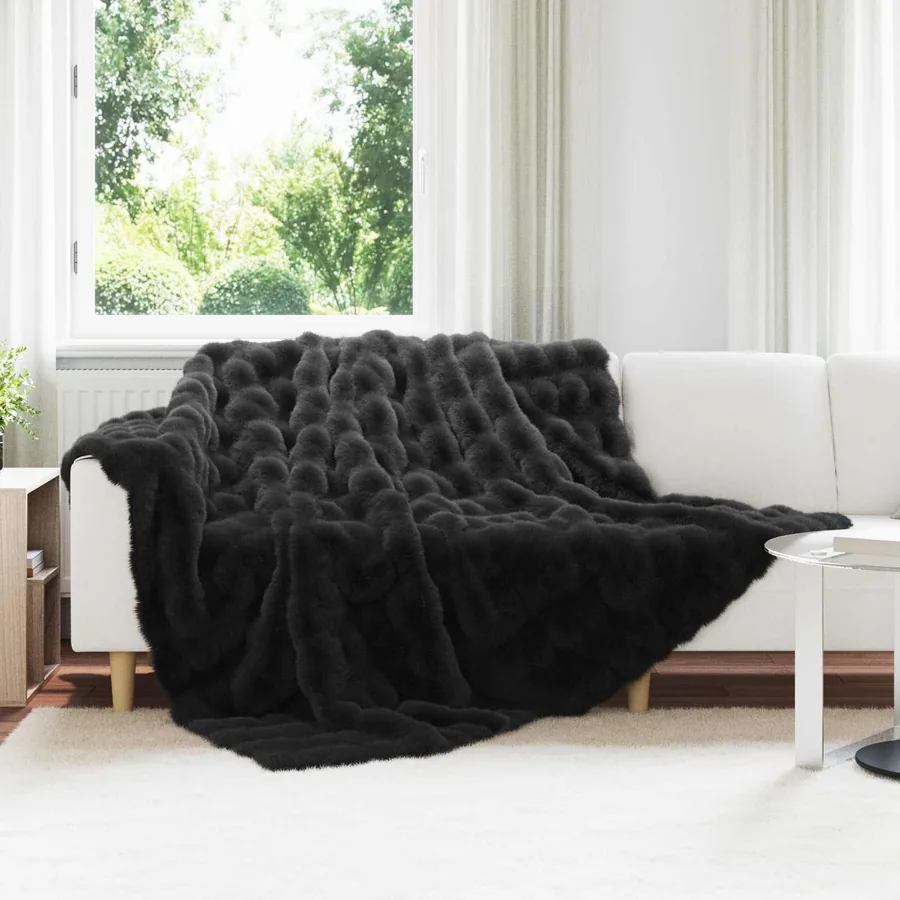 Couverture antidérapante en fausse de lapin Olite 4 pcs Noir