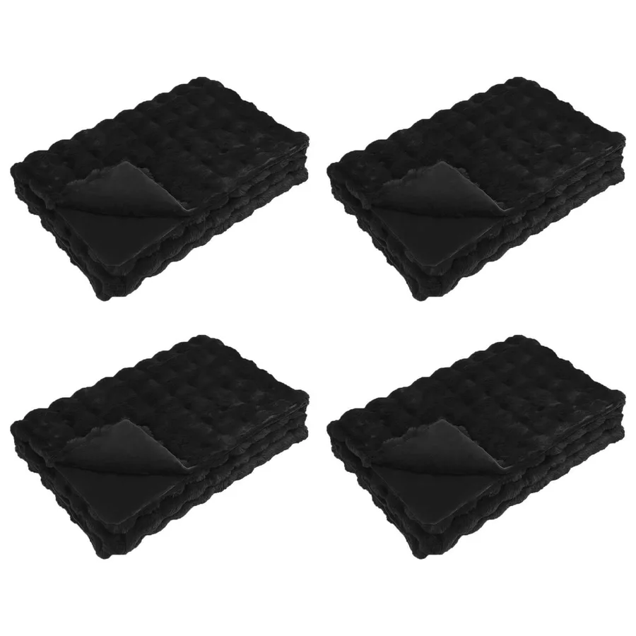 Couverture antidérapante en fausse de lapin Olite 4 pcs Noir - 2