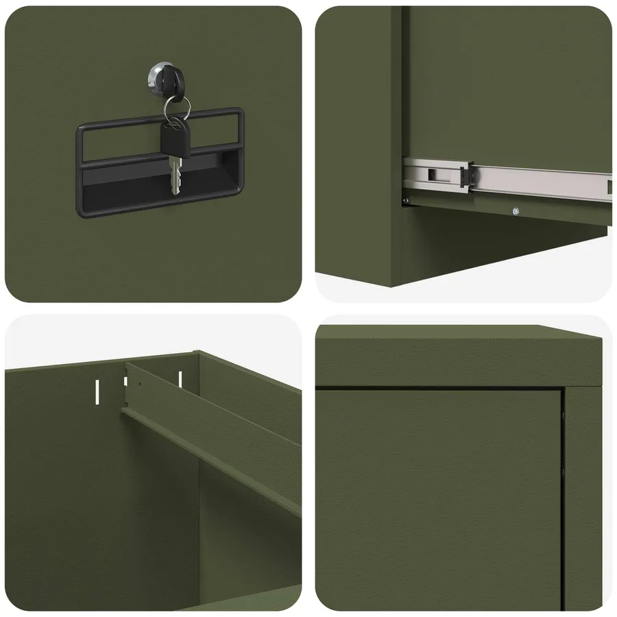 Cabinet de Dossier avec tiroir Vert olive 44 x 50 x 139 cm - 8
