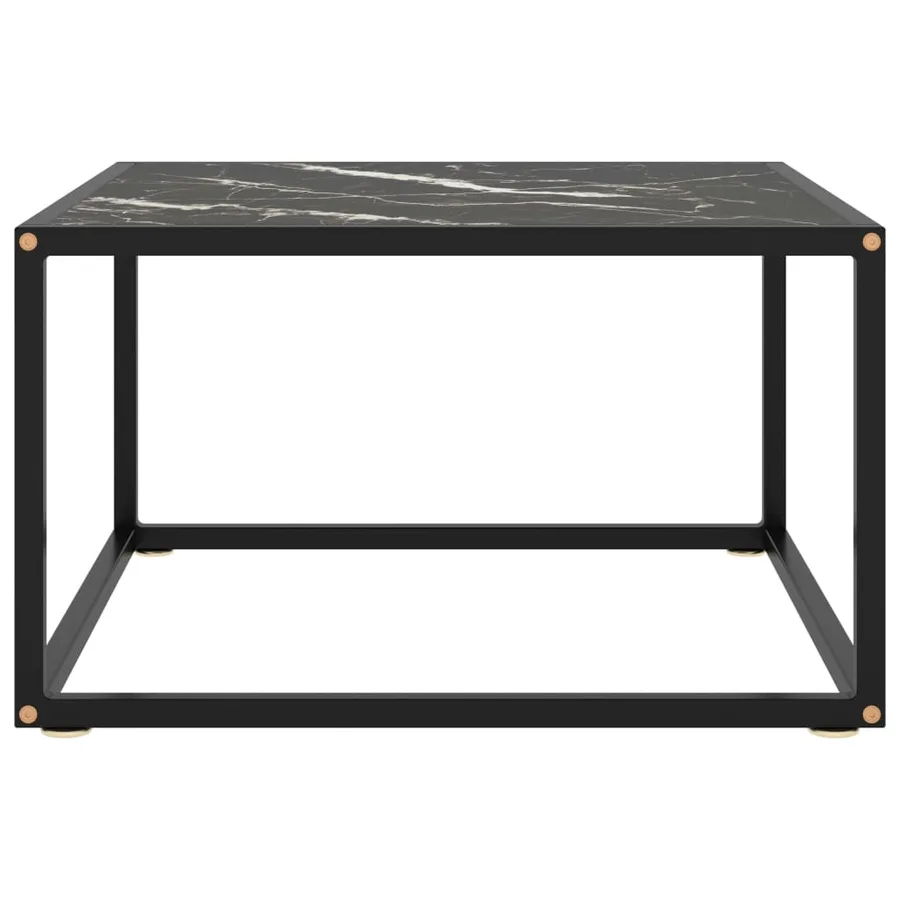 Table basse Noir avec verre marbre noir 60x60x35 cm - 2
