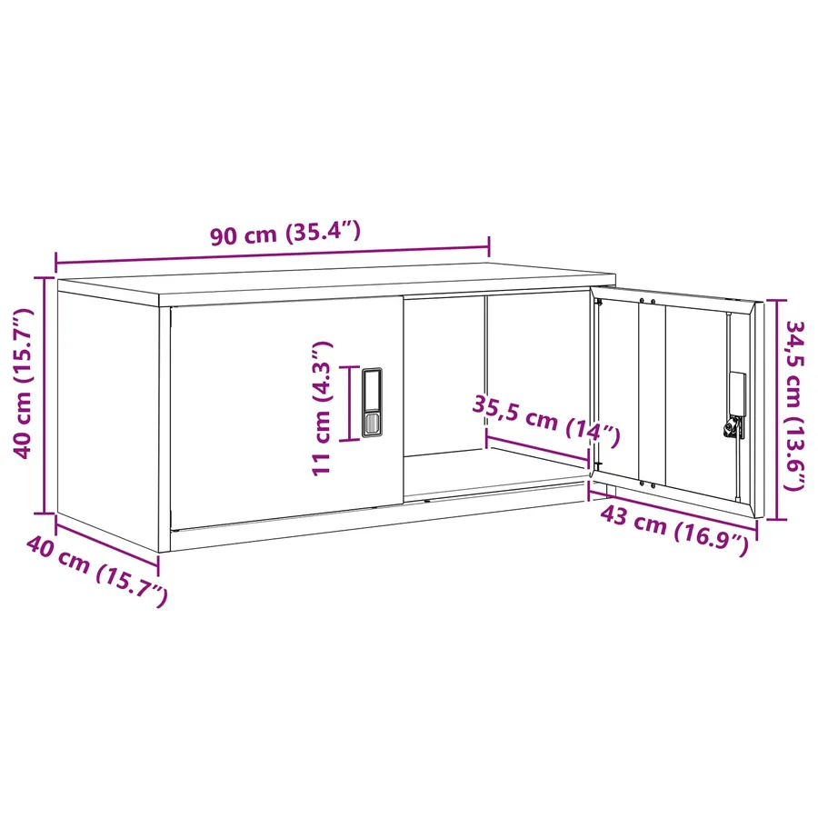 Armoire de rangement Vert olive 90 x 40 x 40 cm Acier - 13