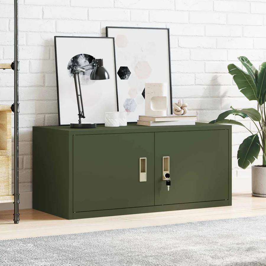 Armoire de rangement Vert olive 90 x 40 x 40 cm Acier - 4