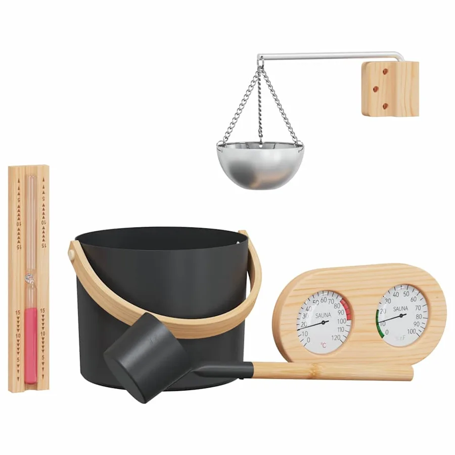 Ensemble d'accessoires de sauna 5 pcs Noir - 2
