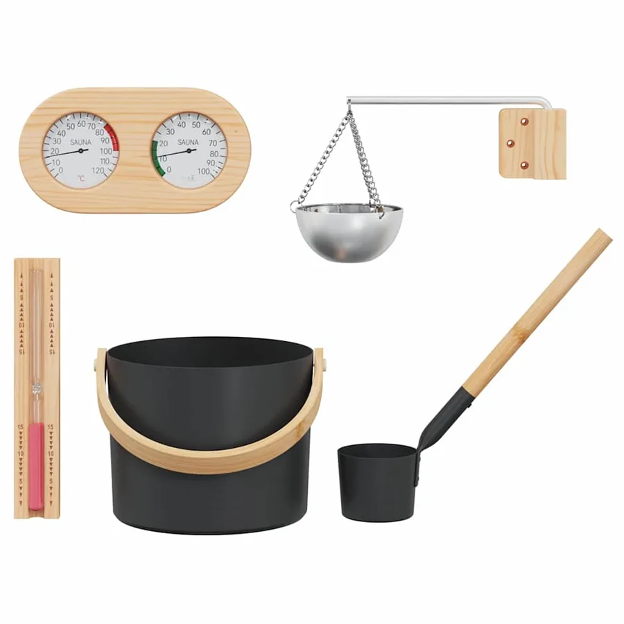 Ensemble d'accessoires de sauna 5 pcs Noir - 4