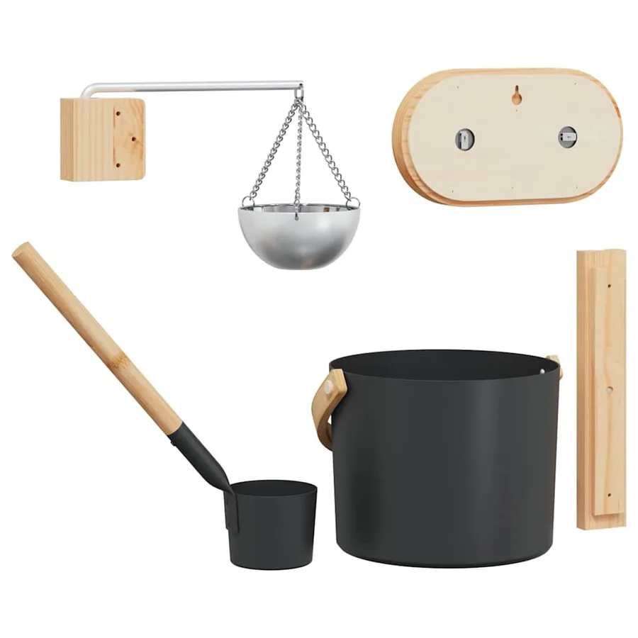 Ensemble d'accessoires de sauna 5 pcs Noir - 5