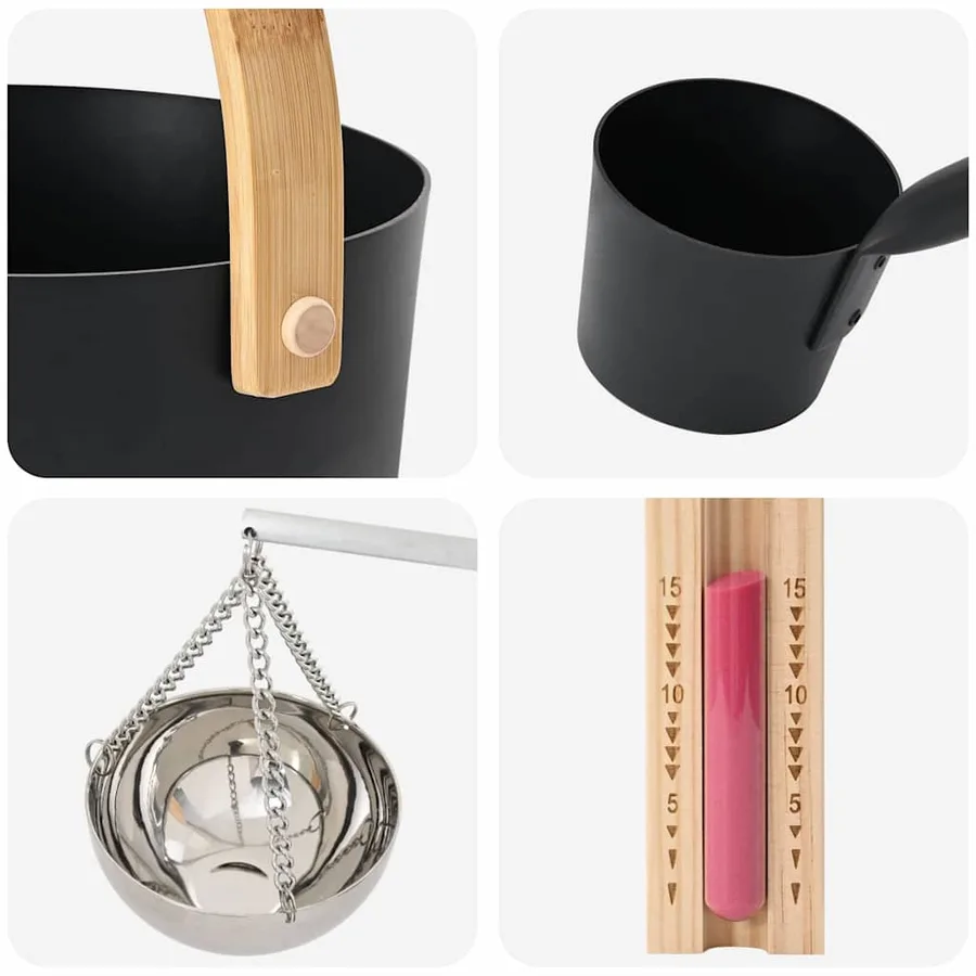 Ensemble d'accessoires de sauna 5 pcs Noir - 6