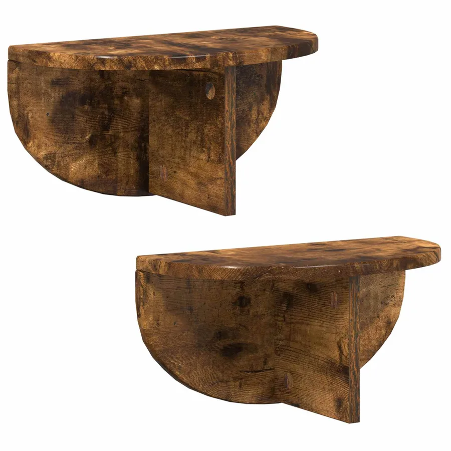 Étagère Murale Montage mural 2 pcs Chêne fumé 38 x 19 x 19 cm - 2