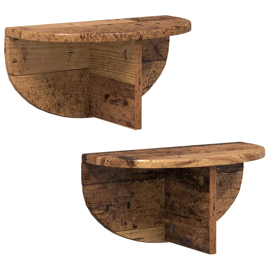 Étagère Murale Montage mural 2 pcs Bois ancien 38 x 19 x 19 cm - 2
