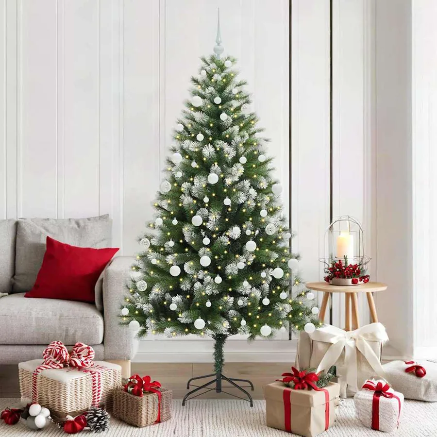 Sapin de Noël artificiel à charnière avec neige en flocons