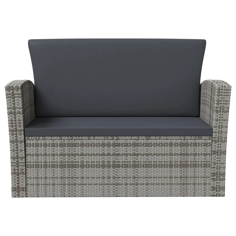Salon de jardin 16 pcs avec coussins Résine tressée Gris - 6