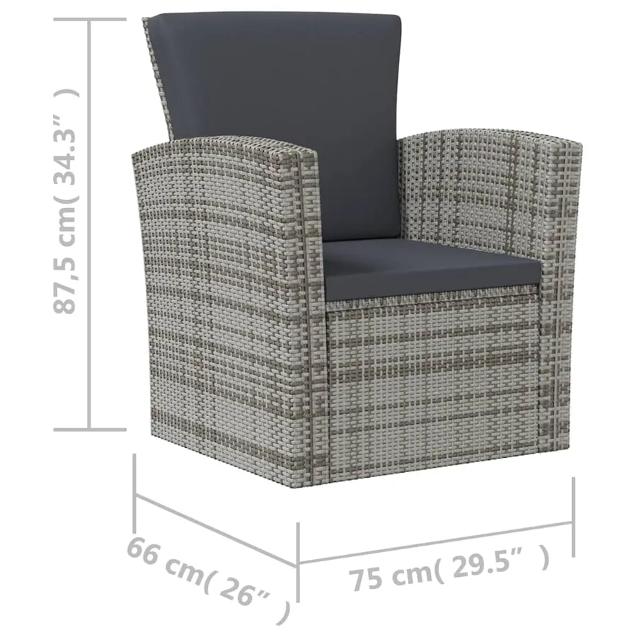 Salon de jardin 16 pcs avec coussins Résine tressée Gris - 9
