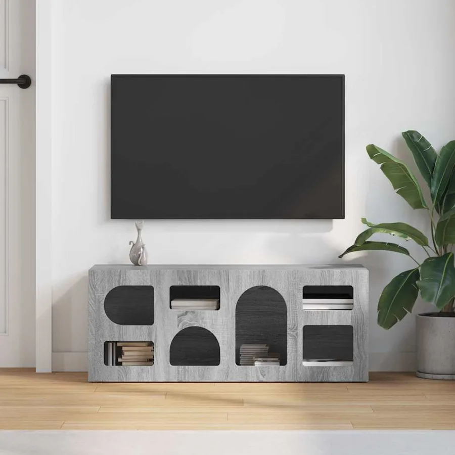 Meuble TV ELST 100 x 35 x 40 cm Gris Sonoma Bois d'ingénierie - 4