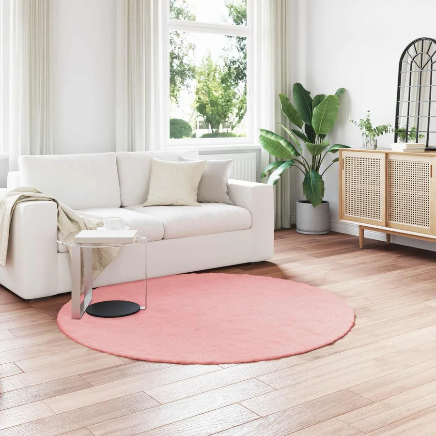 Tapis antidérapant en fausse de lapin OLITE Rose Ø 200 cm