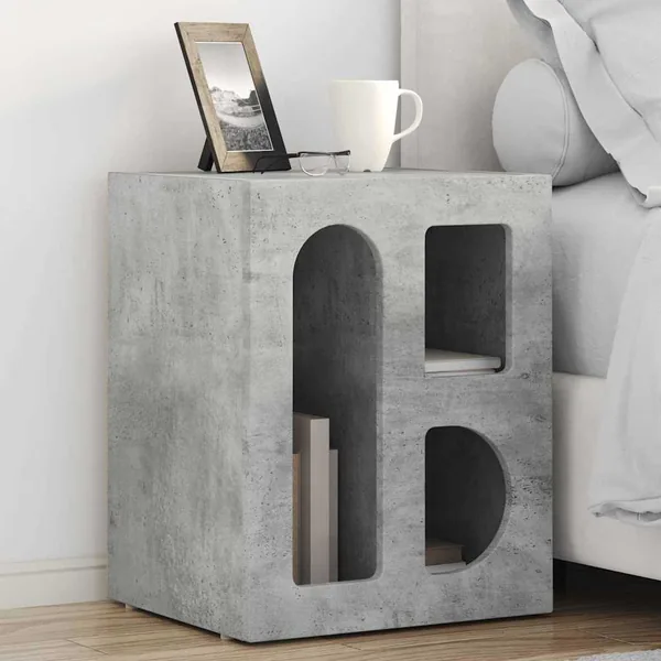 Table de chevet ELST 2 pc Gris béton 40 x 35 x 50 cm