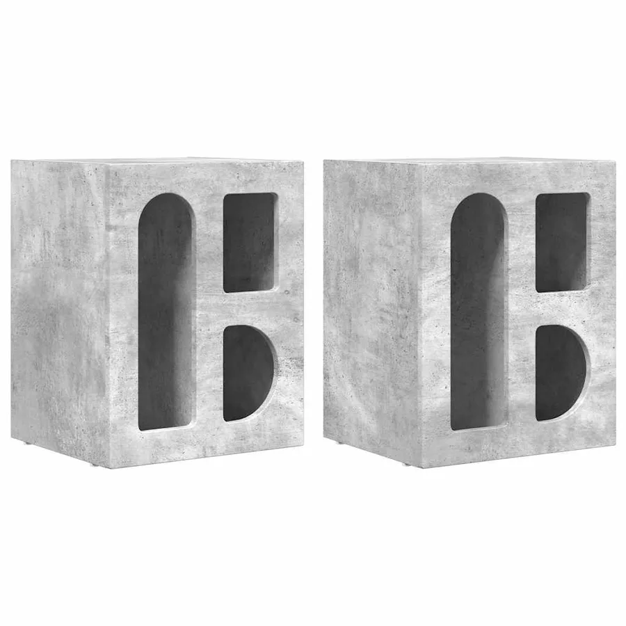 Table de chevet ELST 2 pc Gris béton 40 x 35 x 50 cm - 2