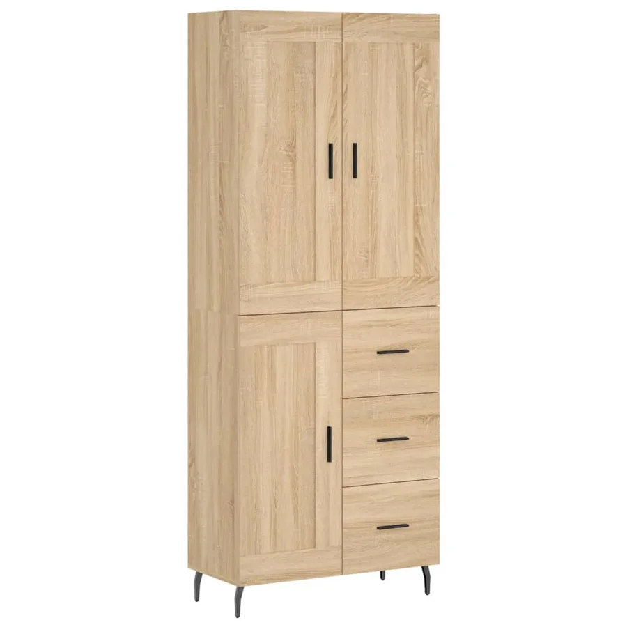 Buffet haut Chêne sonoma 69,5x34x180 cm Bois d'ingénierie - 2